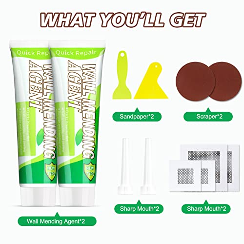 Drywall Repair Kit, 2 Pcs Spackle Wall Repair Patch Kit, Wall Mending Agent Quick and Wall Surface Hole Fill Quick and Easy Solution (2 Pack) - color: 2 Pack
