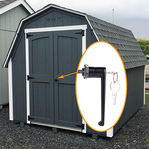 HauSun Shed Door Handle Lock Kit 4-1/2" L Handle with 2 Keys and 2 Screws, 4-1/2" Stem for Shed, Gate, Barn, Garage, Playhouse, Chicken Coop Door Lock and More, Black (L Handle) (Pack of 2) - size: L Handle (Pack of 2)