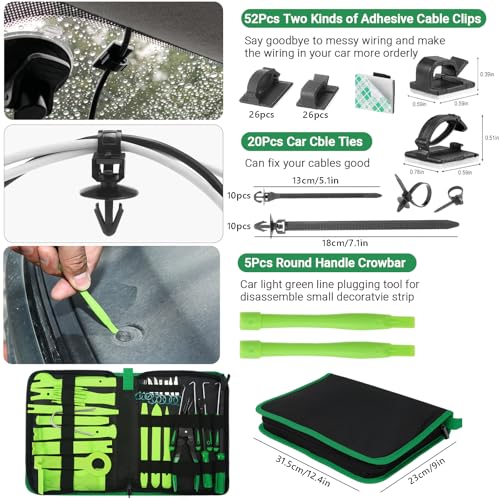 Uolor 415Pcs Trim Removal Tool, Car Panel Door Radio Removal Kit, Auto Push Pin Bumper Retainer Clip Set, Fastener Terminal Remover Tool Adhesive Cable Clips Auto Clip Pliers