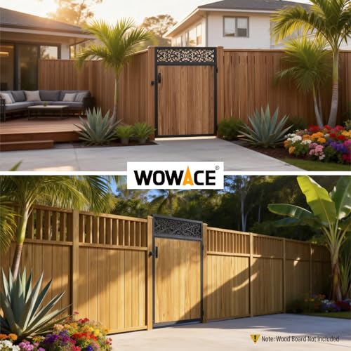 4x6FT Fence Gate Frame Kit 201 Stainless Steel Heavy Duty Garden Gates Anti-Sag Backyard Front Gate Reinforcement Hardware, Left/Right Mount (No Wood Planks Included) - color: W4xH6ft-European