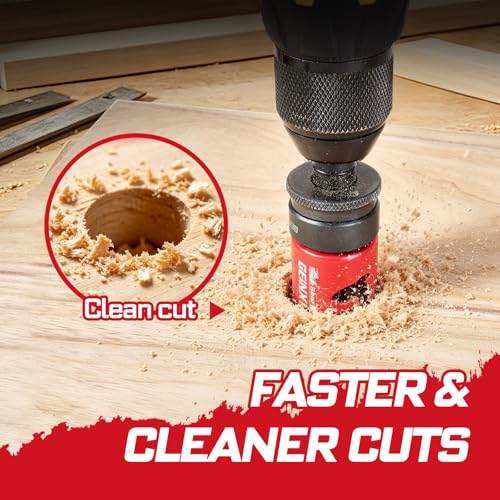 GEINXURN 9PCS Hole Saw Kit, HSS Bi-Metal 7/8” to 2-1/2” (22mm-64mm) Hole Saw Set in Case with Mandrels and Hex Wrench, Hole Cutter with Shark Tooth for Wood,Drywall, PVC Boards and Thin Metal - color: 9PCS 7/8“-2-1/2” Hole Saw Set with Mandrel