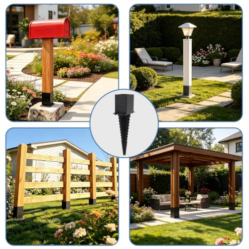 4 Pcs 4"x 4"Fence Post Anchor Ground Spike 22”(Fit 3.6"x 3.6") Post - size: 22 Inch