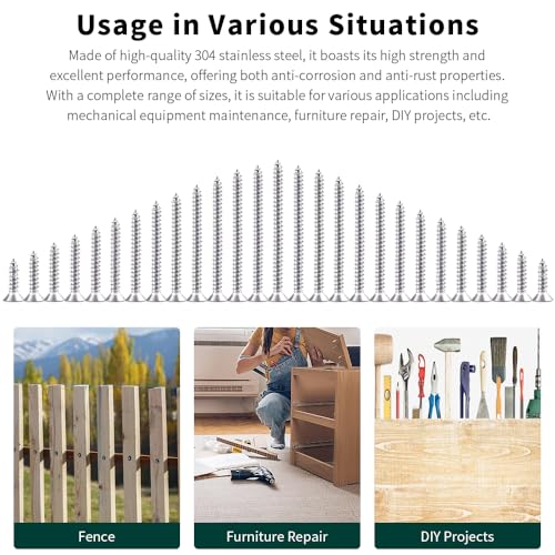 #12 x 2 (25 pcs) Flat Head Sheet Metal Screws, 304 Stainless Steel (18-8), Phillips Drive, Self Tapping, Corrosion Resistant Screws for Wood, Sheet Metal and More - size: #12 x 2"