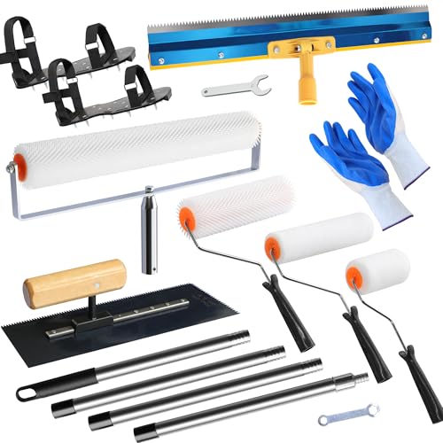 Self Leveling Cement Tool Kit-Concrete Floor Epoxy Tool with Upgraded Pole