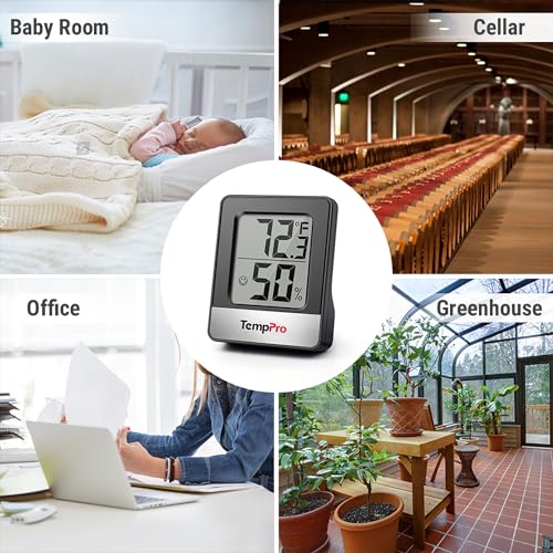 TempPro TempAir Digital Hygrometer Indoor Thermometer - color: Black Indoor Thermometer