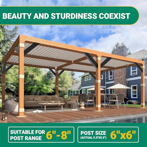 45 Degree Angle Bracket 2pcs, Heavy Duty Pergola Brackets for 6x6 Post - size: 6"×6"-2Pcs