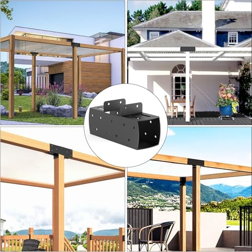 2 Pcs 4"x 4" 3-Way T-Shape Pergola Bracket Kit (Actual:3.6 "x3.6 ) - size: 3-Way T-Shape 4"x4" (Actual: 3.6"x3.6")-2 Pcs