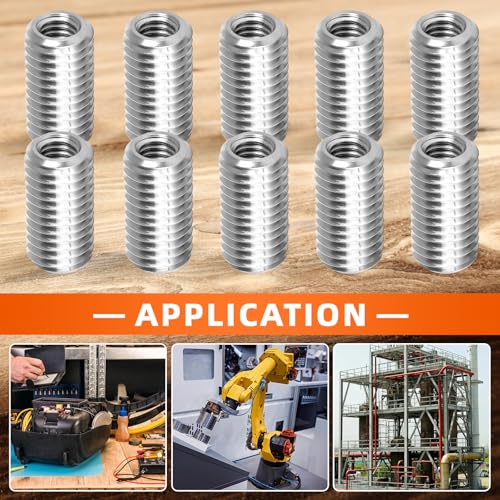 M6-1.0 Female to M8-1.25 Male Threaded Insert Reducing Nut 10mm, Insert Nut Screw Reducer Conversion, Stainless Steel, 10 PCS - size: M6 x M8 x 10mm