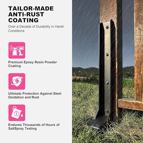 IRONBABE 33.62" Fence Post Repair Kit, Fix Tilted 4x4/6x6 Wood Posts, 6Pack - size: AS1-6Pack 35.18x7.06x7.57"