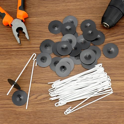 QWORK 200-Pack Stainless Steel Solar Panel Guard Clips with Self-Locking Washers and J Hooks –UV-Protected, Animal Guard Fastener Clips for Bird Wire & Pigeon Fencing, 38mm Clip Width