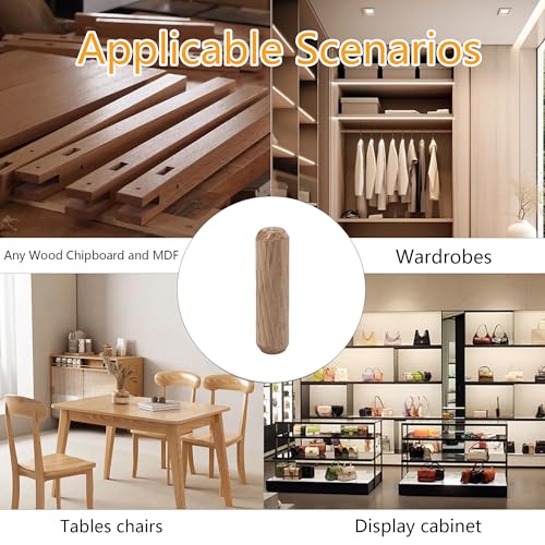 100Pcs 8x30mm Wooden Dowel Pins, Twill Groove Dowel Pin Hardwood Dowel Pegs with Tapered Ends for Furniture DIY Projects, Shelves, Crafts, Carpentry - size: 8x30mm