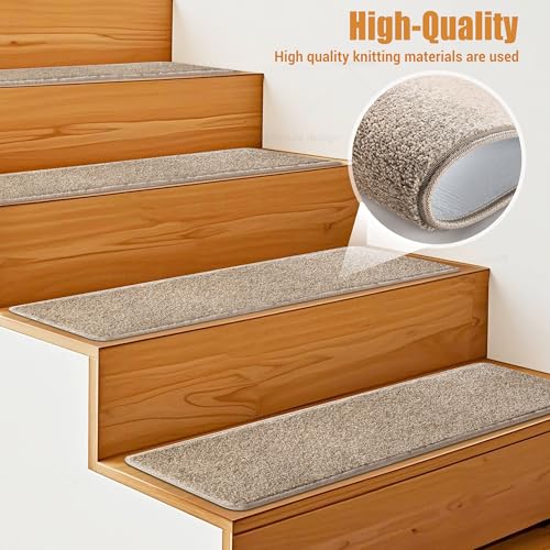 PURE ERA Carpet Stair Treads for Wooden Steps 8 x 30 Inch Cream Gray 14 pcs - color: Cream Gray