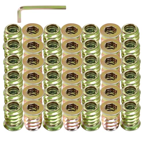50 Pcs Threaded Inserts for Wood, 1/4"-20 x 15mm - size: 1/4"-20 x 15mm