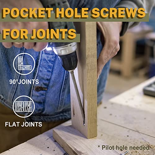 LIONMAX Pocket Hole Screws Fine Thread #8 x1-1/4 Inch, 600 PCS, Galvanized - size: #8 x 1-1/4"