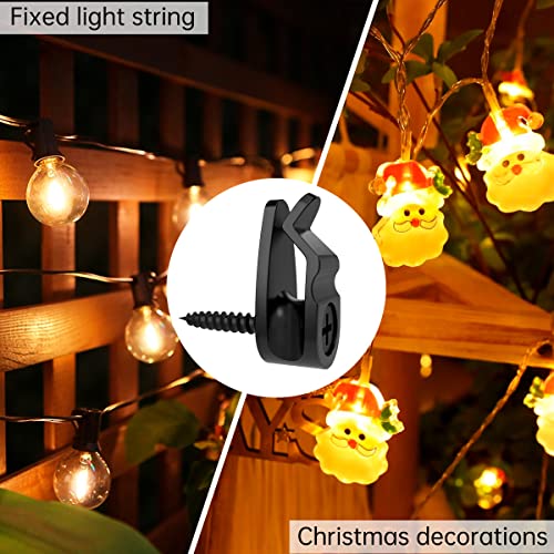GEZIDEA String Light Hanger Hooks,Screw in Hooks for Hanging Christmas Light,Led Fairy Led Light Clips,Black,50 Pack (Big) - color: Black, size: Big