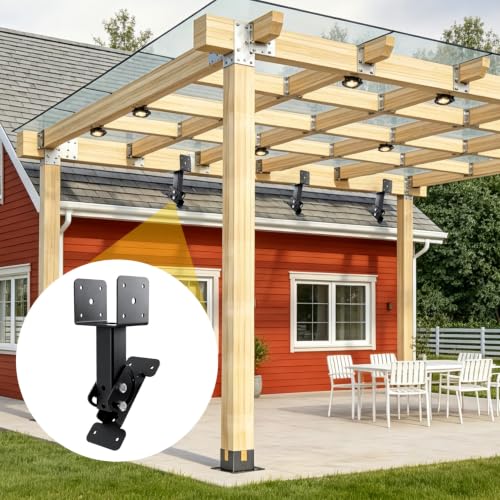 3 Pack Adjustable Roof Riser Brackets for Pergola, Fits 4x4 4x6 Posts