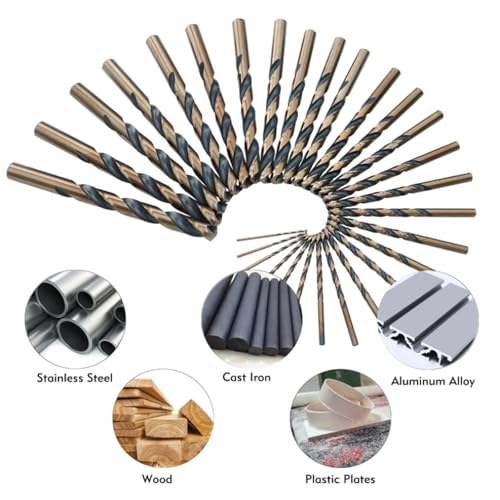 CaRoller 29Pcs Drill Bit Set,135 Degree Tip High Speed Steel - size: 1/16"-1/2"-29pcs-Black and Gold