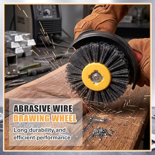 Therwen 2 Pack 60 Grit Abrasive Nylon Drawing Wheel,4.7" x 4" Surface Conditioning Tool Wheel Drum Burnishing Polishing Brush for Polishing Machines Wood Metal Rust Oxidation