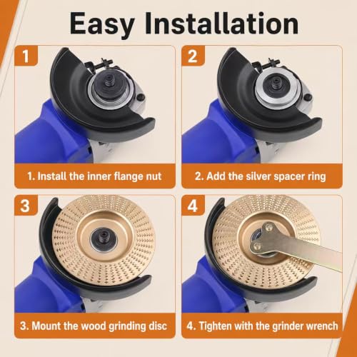 14PCS Angle Grinder Wood Carving Disc Set with Rotary Burrs and Adapters