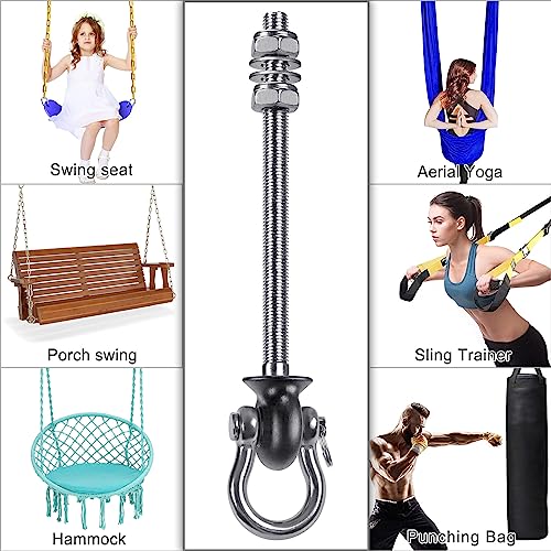 Dolibest Set of 6 Permanent Antirust Stainless Steel 304 Heavy Duty Swing Hangers, Playground Porch Yoga Seat,for Wood and Steel Beam Yoga Hammock Chair Punching 1500LB Capacity,180° Swing,9.64'' - color: 9.64'' - 6 Pcs