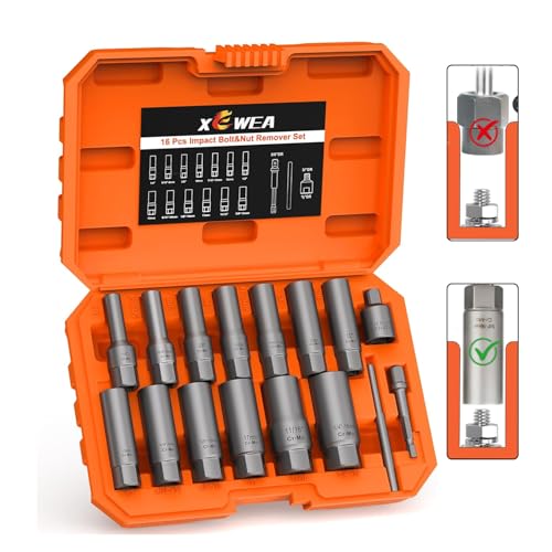 16PCS 3/8" Drive Deep Bolt Socket Extractor Set, Bolt Nut Remover Set - size: 16PCS