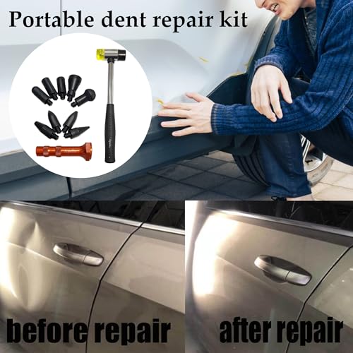 10Pcs Dent Repair Tap Down Tools,Detachable Rubber Hammer Kit