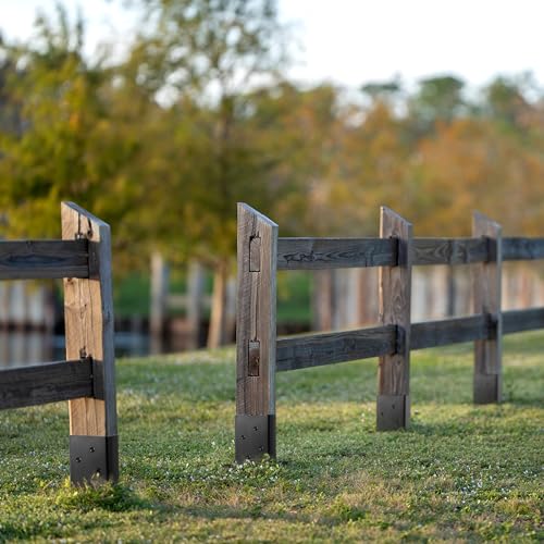 LADECH Set of 4 4x4 Fence Post Anchor Ground Spike 24” Length with Ground Anchors Screw in - Metal Black Powder Coated – Mailbox Post Anchors – Fit 3.5x3.5 Square
