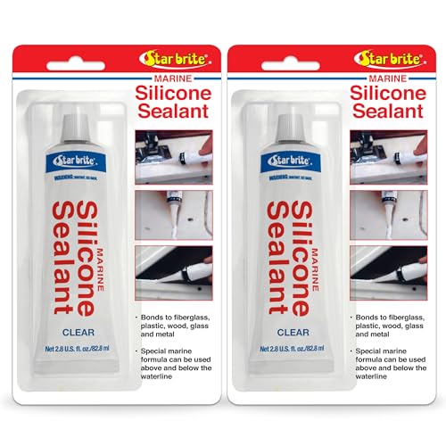 STAR BRITE Marine Silicone Sealant - Waterproof, Durable, UV Resistant, for Fiberglass, Metal, Wood, Glass, Ceramic & More, (Pack of 2) - size: 2.8 fl oz (Pack of 2)