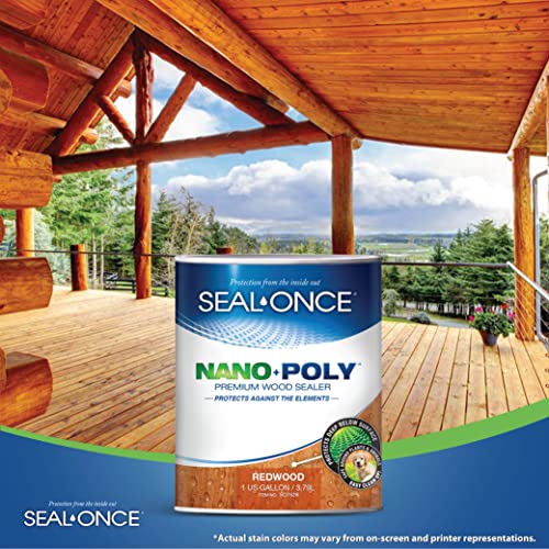 Seal-Once Nano+Poly Wood Sealer and Waterproofer, Redwood, 1 Gallon - color: Redwood, size: 1 Gallon