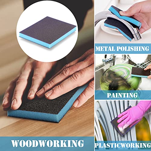 8Pcs 120 Grit Sanding Sponge, Jamiikury Fine Sanding Blocks Washable and Reusable, Wet Dry Sandpaper Sponge for Wood Metal FurniturePaint and Drywall - size: 120 Grits