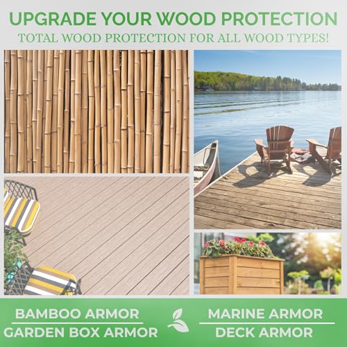 Seal It Green Deck Armor Total Wood Sealer | Premium Plant-Based Penetrating Wood Stain & Sealer in One for Decks, Fences,& Furniture, Waterproof Sealant with Deep Fiber Protection,1 Gallon