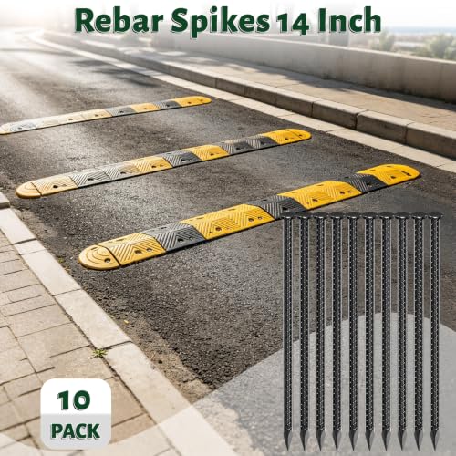 14 Inch Rebar Stakes 1/2" Heavy Duty Ground Anchors for Asphalt (10 Pack) - size: T-14"x1/2"-10pcs