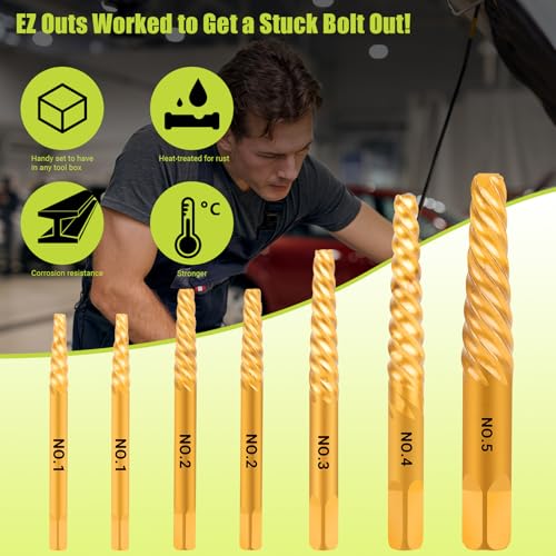 Damaged Screw Extractor Set, 7 Piece Easy Out Bolt Extractor - size: 7 Pieces