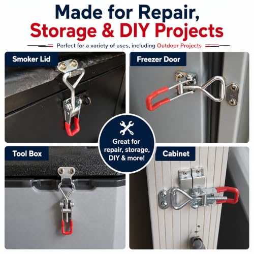 16 Pack Adjustable Toggle Clamp, 330lbs Holding Capacity Heavy Duty 4001 Style Toggle Latch Hasp Clamp for Door, Box Case Trunk, Smoker Lid Jig, Quick Release Pull Latch, Sturdy Metal Draw Latch