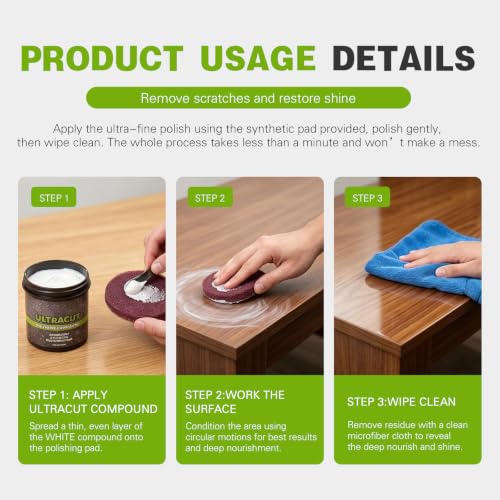 Surface Restoration Polish with Pad, Ultracut Restoration Polish, Multi-Purpose Surface Repair and Polishing Agent, Multi-Surface Scratch Remover, Polishing & Surface Protection