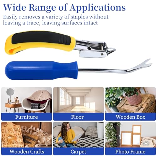 Staple Puller Tool with U tip Fastener Remover, Heavy Duty Staple Remover Staple Removers Strength Staple Puller Removing for Furniture Floor Wooden Case Carton Photo Frame Carpet Staple Remove