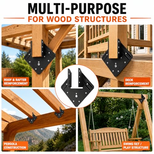 Black Hurricane Ties, 20 Pack Rafter Brackets for 2x4 and 2x6