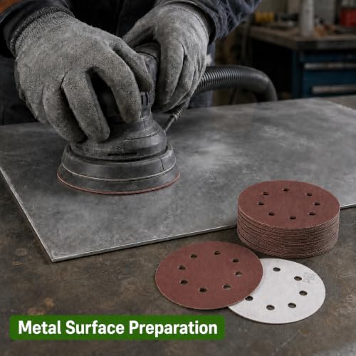 100 Pcs 5 Inch 8 Hole Sanding Discs, Round Hook and Loop Sandpaper for Random Orbital Sander (320 Grit) - size: 320 Grit