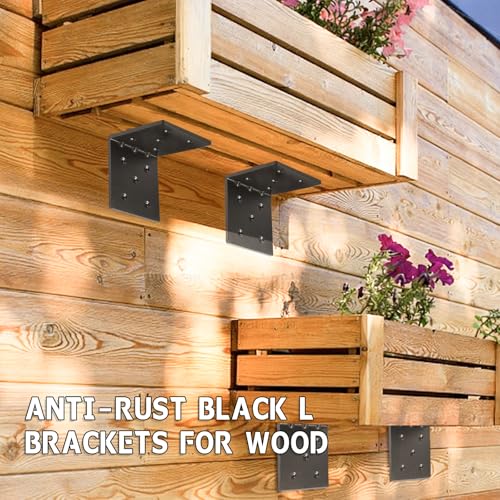 4 PCS Heavy Duty Steel Corner Brackets, 6"x6"x5" 90 Degree L Right Angle Bracket, DIY L Shelf Brackets, Metal Joint Timber Connector Support for Wood Shelves, Furniture - size: 6x6x5in