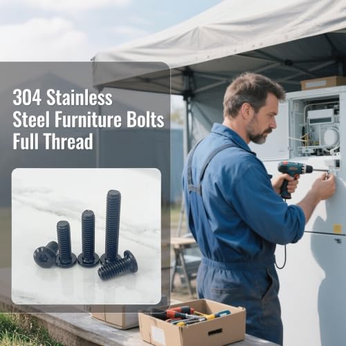 1/4-20 Bolt, 1/4-20 x 2-1/2" Flat Head Hex Socket Cap Screws Bolts, Black Oxide 304 Stainless Steel 18-8 Furniture Bolts, Fully Threaded Machine Thread, Bright Finish with Hex Spanner (10 Pcs) - size: 1/4-20 x 2-1/2" (10 Pack)