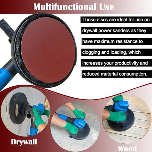50 Pack 7 Inch 120 Grit Hook-and-Loop Sanding Discs Sandpaper -7" Aluminum Oxide Sander Paper Grinding Polishing for Random Orbit Drywall Sander - style: 120 Grit