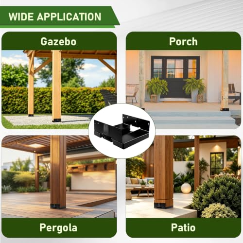 8x8 Post Base for Concrete, Inner Size 7.5"x7.5", 4 Pack, Black - color: Black, size: 8x8 4PCS