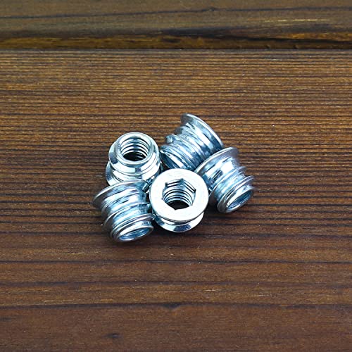 HELIFOUNER 100 Pieces 1/4"-20 x 10mm Threaded Inserts with Hex Wrench - Blue Zinc Plated Carbon Steel for Wood Furniture - size: 1/4"-20 x 10mm