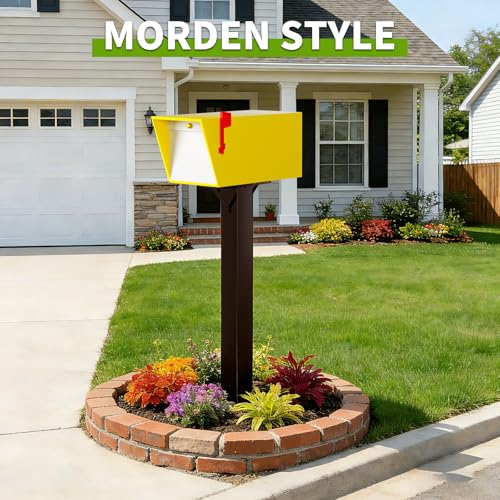 BOUGOON Bronze Metal Mailbox Post,43x 4X 4 inch In-Ground Mounting Post - color: Bronze