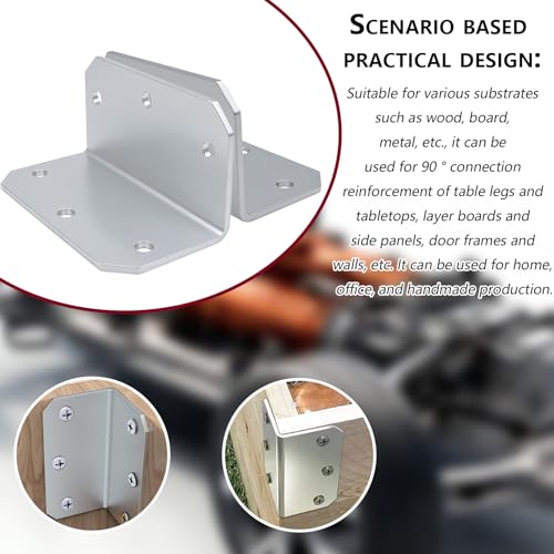 4 Pack 4-Inch L Brackets with 24 Screws, 3mm Galvanized Steel Corner Braces