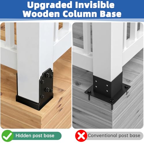 4x4 Post Base, Concealed Fastener Concrete Post Anchor,Elevated Post Base - size: 4×4inch 2PCS