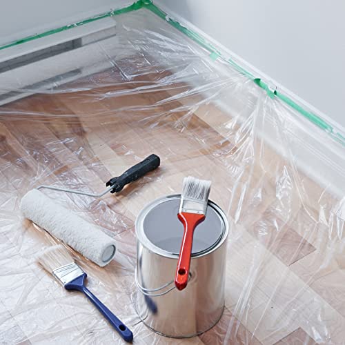 50 Pieces Plastic Drop Cloths for Painting 9 x 12 ft Paint Drop Cloth Waterproof and Dust Proof Clear Plastic Sheeting for Furniture Cover Multi Purpose Floor Wall Protection Film