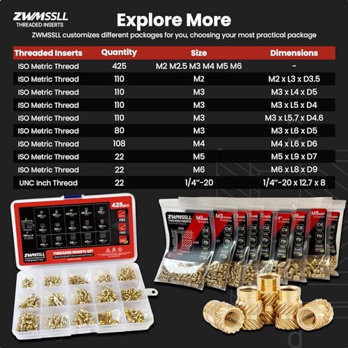 M6 Heat-Set Threaded Inserts, M6x6x8mm(30Pieces) Heat Set Insert for 3D Printing Components and Plastic Parts,Brass Metric Knurled Nuts - size: M6x6x8mm