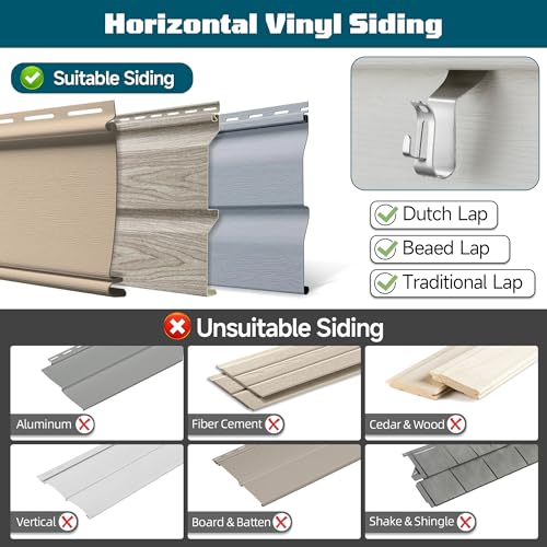 Vinyl Siding Hooks, (10 Pack) No Hole Heavy Duty Siding Clip Hanger - size: 10 Pack