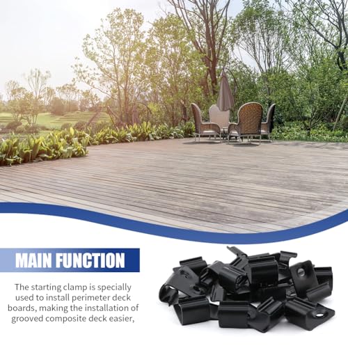 Hidden Deck Starter Clips 50 Pack for Grooved Composite Decking with Screws